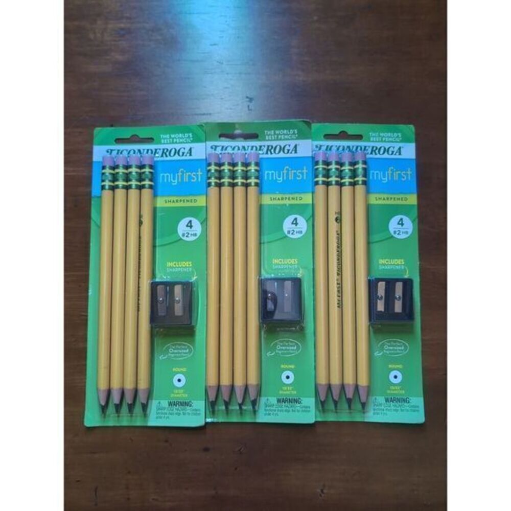 Ticonderoga My First Pencil #2 HB 4 Count W/ Sharpener 33309 LOT OF 3‎ New